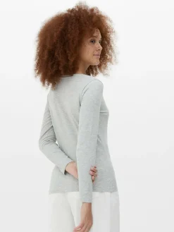 Outlet Langärmeliges Top Mit V-Ausschnitt Damen Tops Und T-Shirts