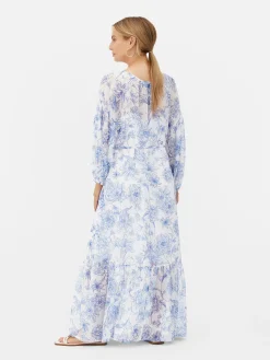 Outlet Langärmeliges Umstands-Maxikleid Mit Blumenmuster Damen Kleider