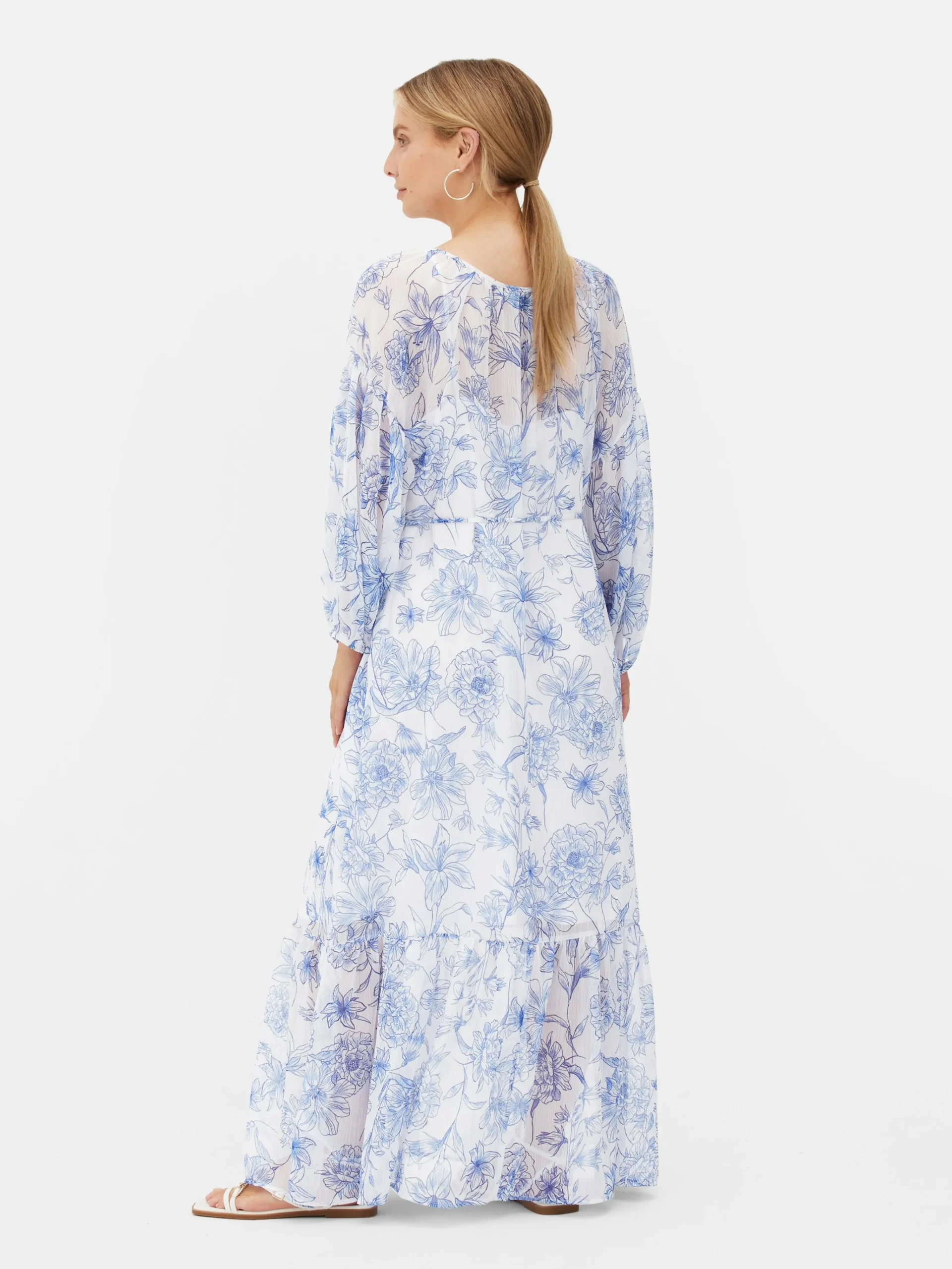 Outlet Langärmeliges Umstands-Maxikleid Mit Blumenmuster Damen Kleider