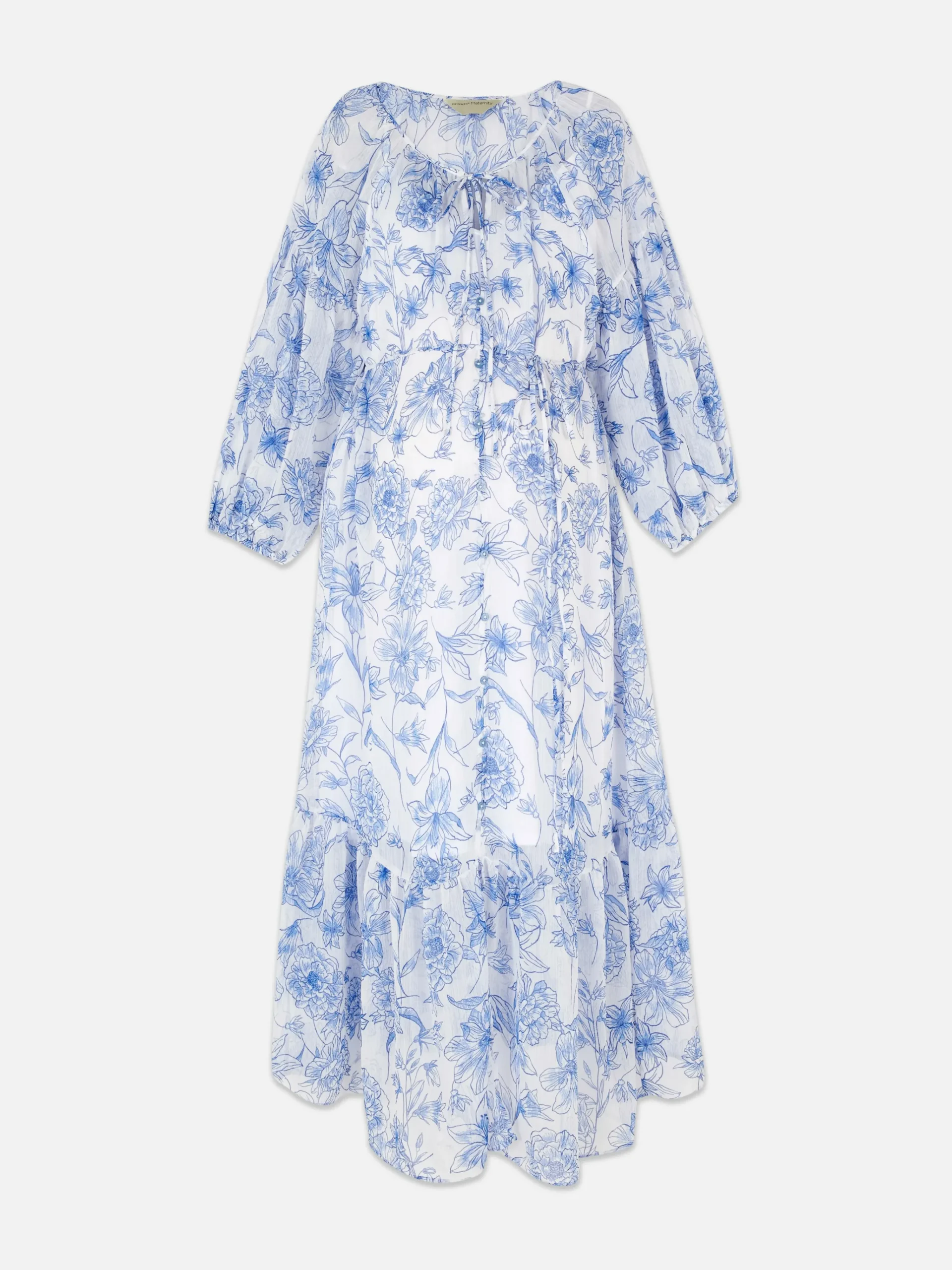 Outlet Langärmeliges Umstands-Maxikleid Mit Blumenmuster Damen Kleider