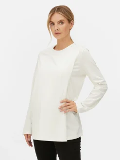 Hot Langärmeliges Umstandstop In Wickeloptik Damen Tops Und T-Shirts