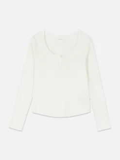 Hot Langärmliges Schlafanzugtop Aus Pointelle Damen Schlafanzugoberteile