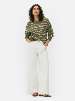 Discount Lochstrickpullover Mit Rundhalsausschnitt Damen Pullover Und Cardigans