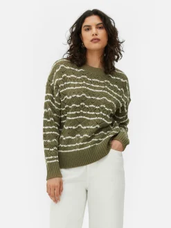 Discount Lochstrickpullover Mit Rundhalsausschnitt Damen Pullover Und Cardigans