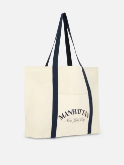 Outlet „Manhattan“ Canvas-Tragetasche Im Oversized-Look Damen Taschen Und Portemonnaies