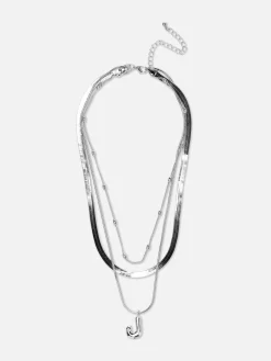 Clearance Mehrlagige Halskette Mit Gesteppter Initiale Damen Schmuck