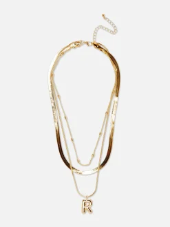 Clearance Mehrlagige Halskette Mit Gesteppter Initiale Damen Schmuck