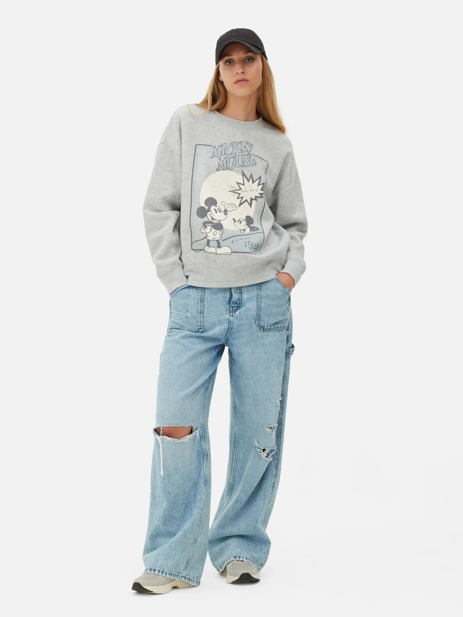 Best „Micky Maus“ Sweatshirt Mit Skizzen-Print Damen Hoodies Und Sweatshirts