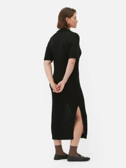 Sale Midikleid Mit V-Ausschnitt Und Kragen Damen Kleider