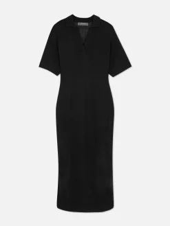 Sale Midikleid Mit V-Ausschnitt Und Kragen Damen Kleider