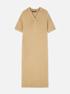 Hot Midikleid Mit V-Ausschnitt Und Kragen Damen Kleider