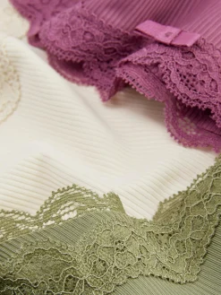 Outlet Mikrofaser-Hüftslips Mit Spitzenbesatz, 3er-Pack Damen Slips