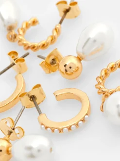 Sale Mini-Creolen Mit Kunstperlen, 3er-Pack Damen Schmuck