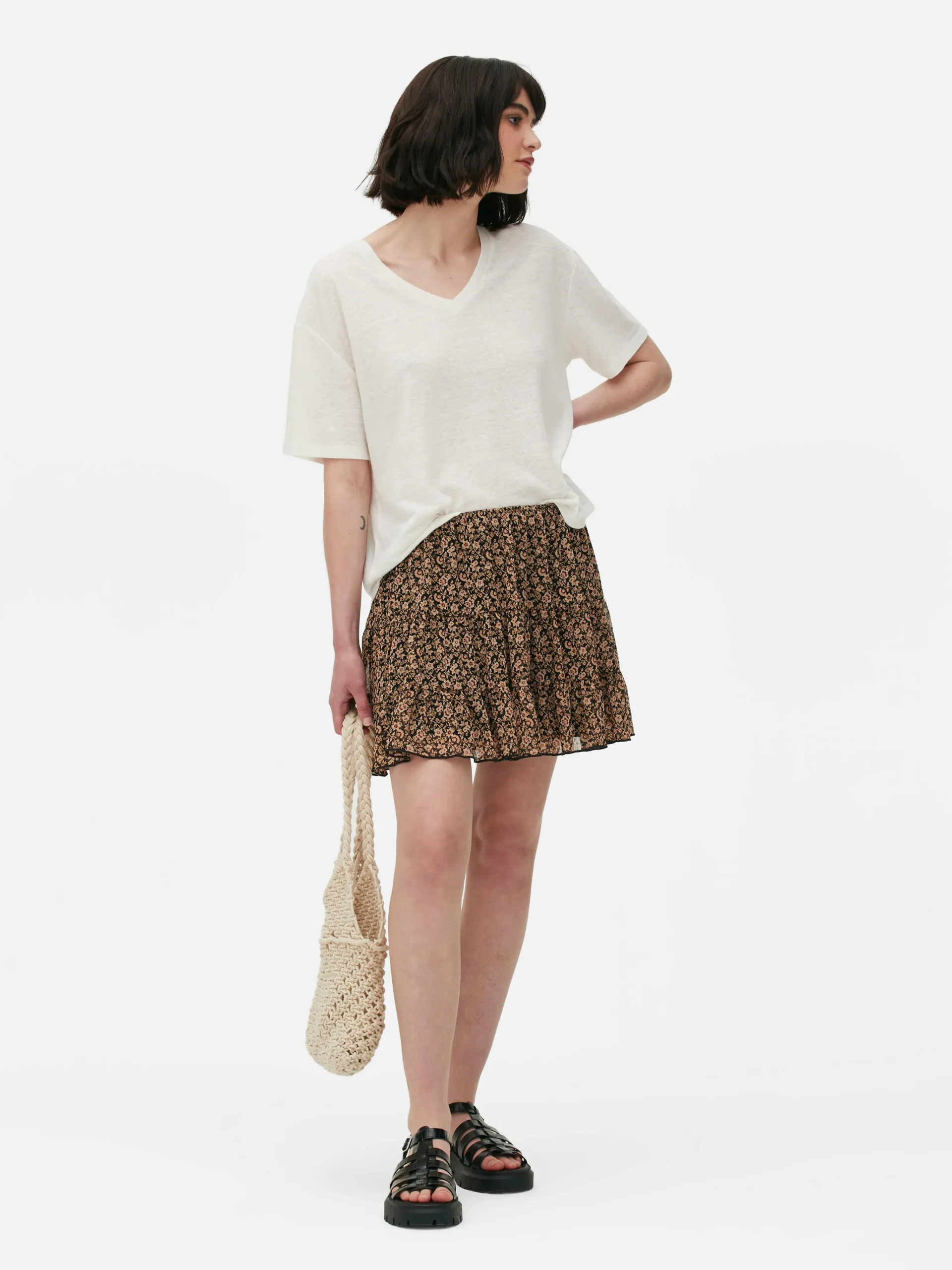 Clearance Minirock Mit Chiffonlagen Damen Röcke