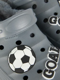 Outlet Mit Kunstfell Gefütterte Clogs Mit Fußball-Motiven Kinder Hausschuhe