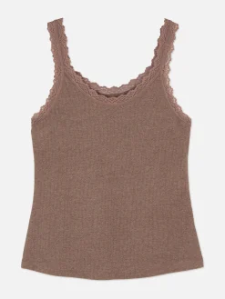 Nachtwäschetop Mit Spitzenbesatz Damen Schlafanzugoberteile