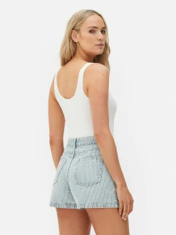 Outlet Nahtloser, Gerippter Bodysuit Mit U-Ausschnitt Damen Tops Und T-Shirts