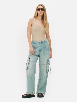 Sale Nahtloser, Gerippter Bodysuit Mit U-Ausschnitt Damen Tops Und T-Shirts