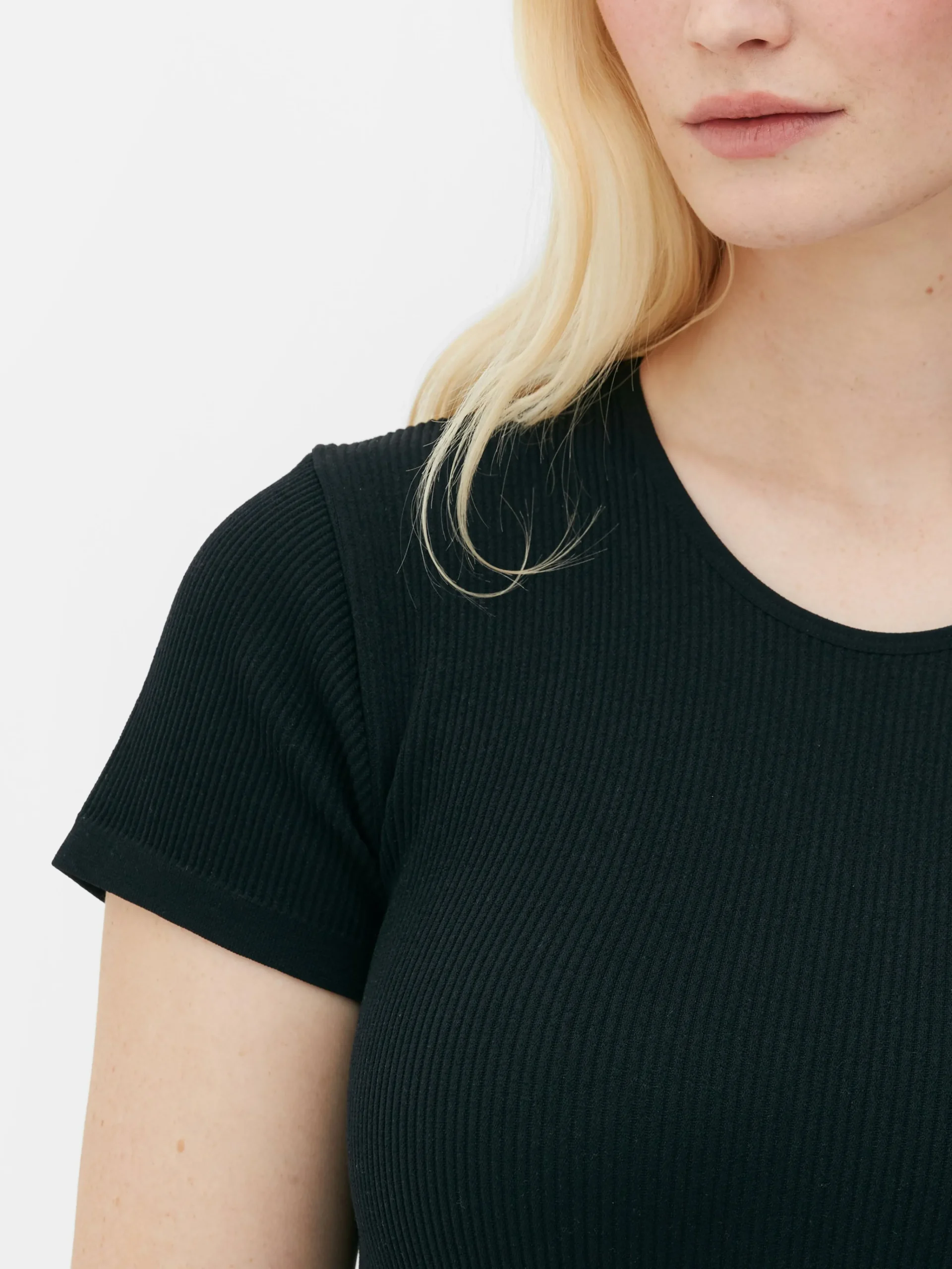 Outlet Nahtloser, Gerippter T-Shirt-Body Damen Tops Und T-Shirts