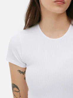 Discount Nahtloser, Gerippter T-Shirt-Body Damen Tops Und T-Shirts