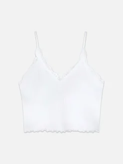 Hot Nahtloses, Kurzes Trägertop Mit Spitzenbesatz Damen Tops Und T-Shirts