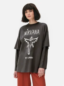 New „Nirvana“ Doppellagiges T-Shirt Damen Tops Und T-Shirts