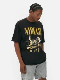 „Nirvana“ T-Shirt In Verwaschener Optik Herren Tops Und T-Shirts|Grafik-T-Shirts Und -Sweatshirts