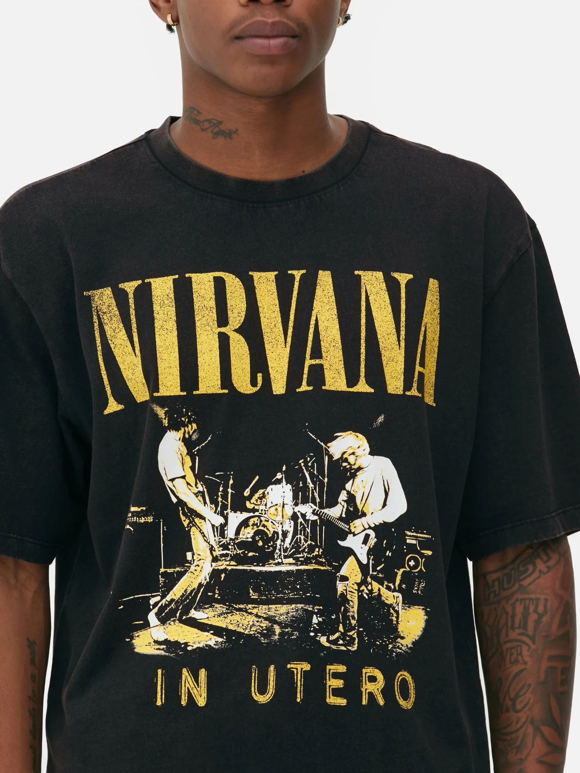 „Nirvana“ T-Shirt In Verwaschener Optik Herren Tops Und T-Shirts|Grafik-T-Shirts Und -Sweatshirts