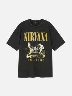„Nirvana“ T-Shirt In Verwaschener Optik Herren Tops Und T-Shirts|Grafik-T-Shirts Und -Sweatshirts