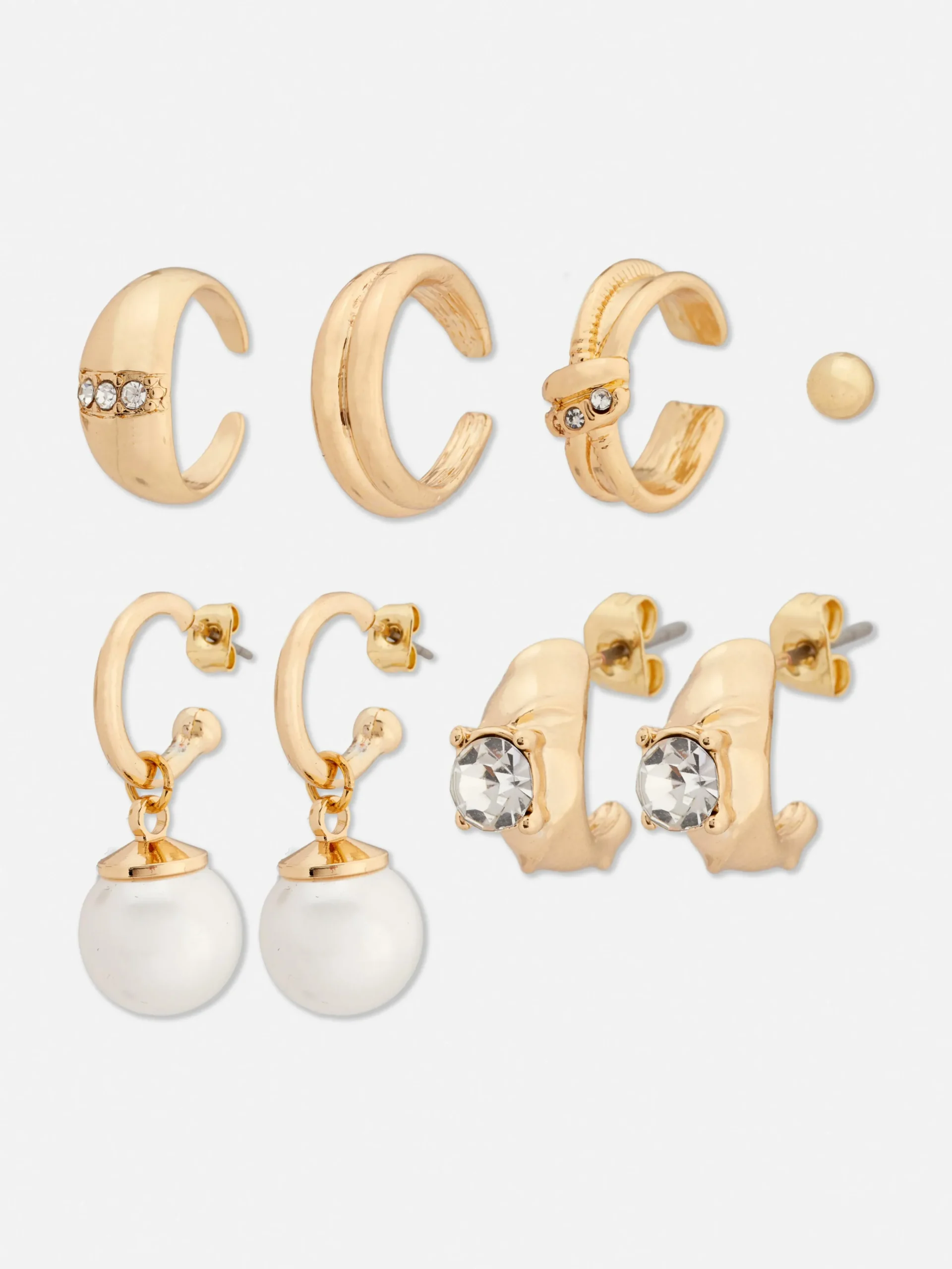 Outlet Ohrstecker Und Kleine Creolen Mit Strass, 6er-Pack Damen Schmuck