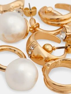 Outlet Ohrstecker Und Kleine Creolen Mit Strass, 6er-Pack Damen Schmuck