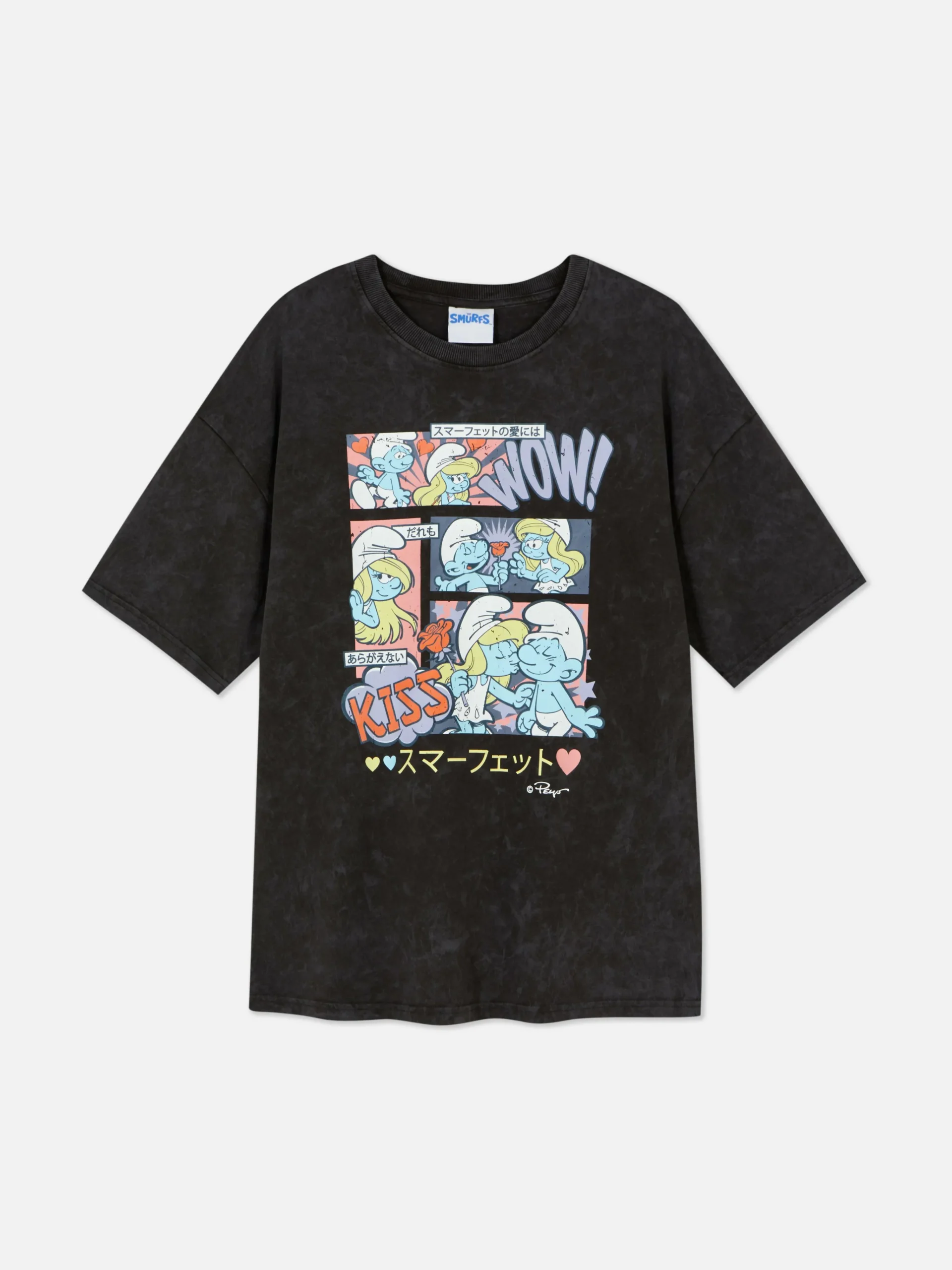 New Oversized-T-Shirt Mit „Die Schlümpfe“ Comic-Print Damen Tops Und T-Shirts