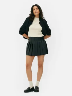 Clearance Plissierter Minirock Aus Kunstleder Damen Röcke