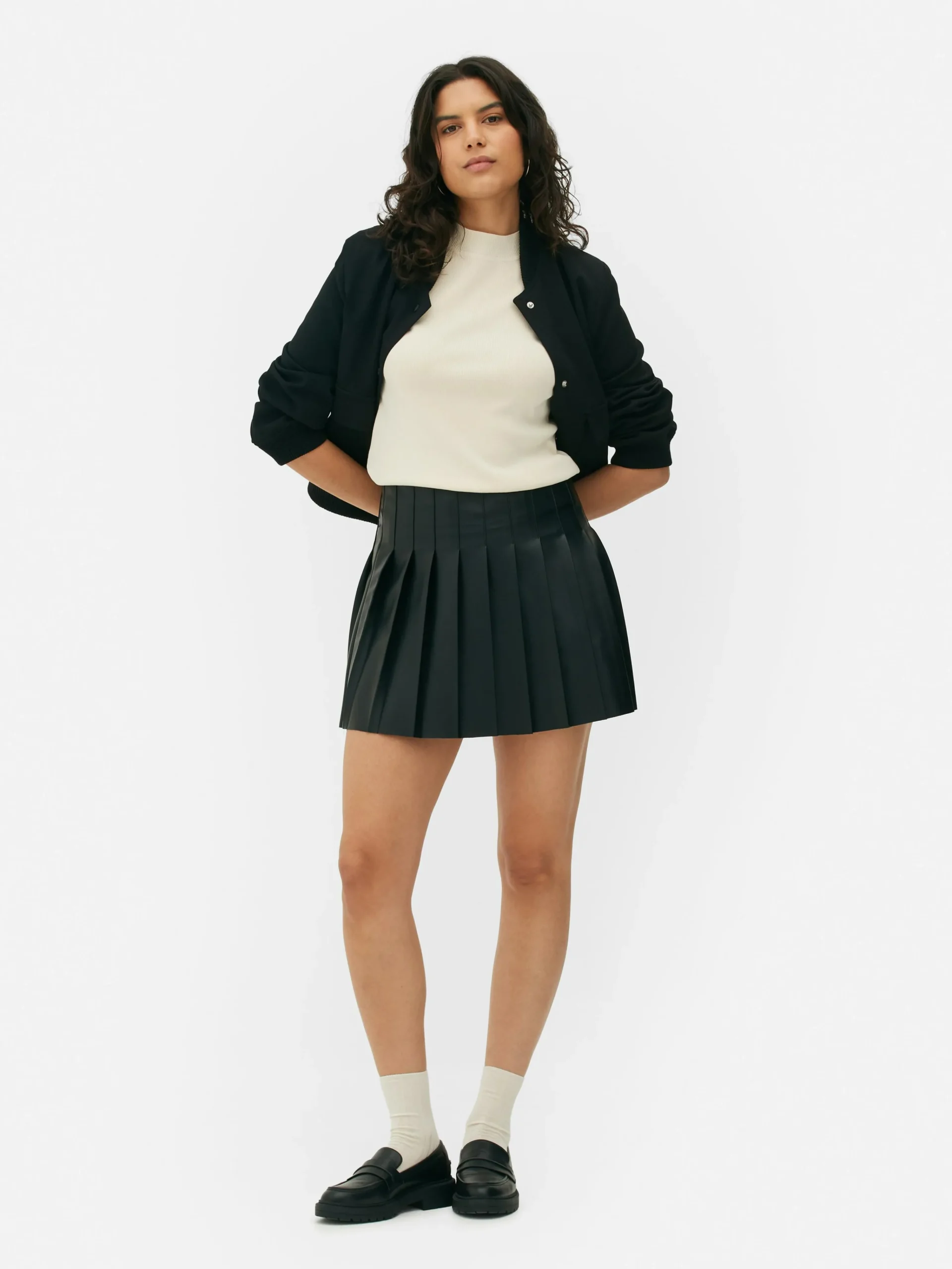 Clearance Plissierter Minirock Aus Kunstleder Damen Röcke