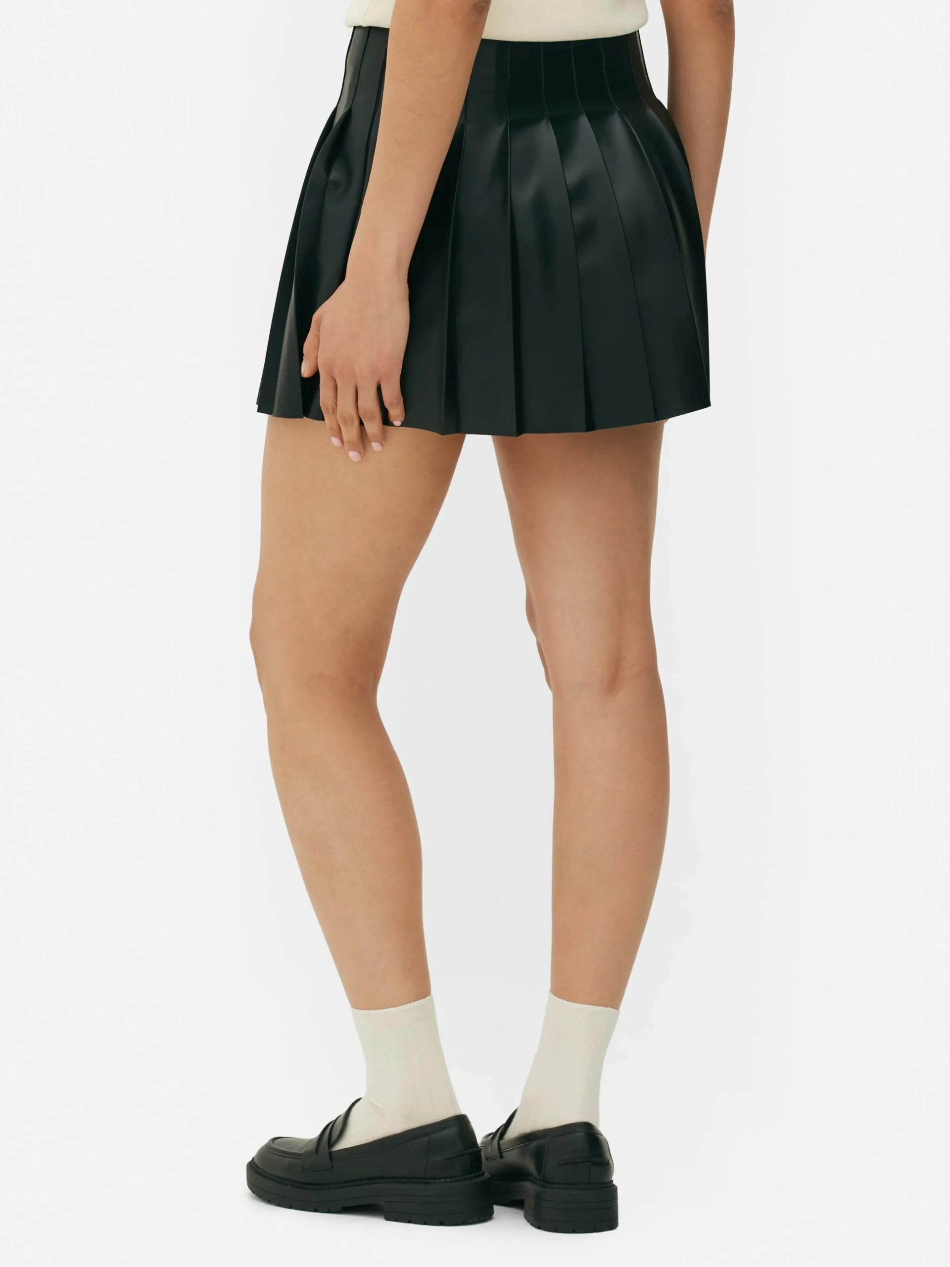 Clearance Plissierter Minirock Aus Kunstleder Damen Röcke