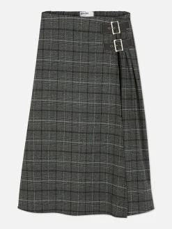 Clearance Plissierter „Rita Ora“ Midirock Mit Schnalle Damen Röcke