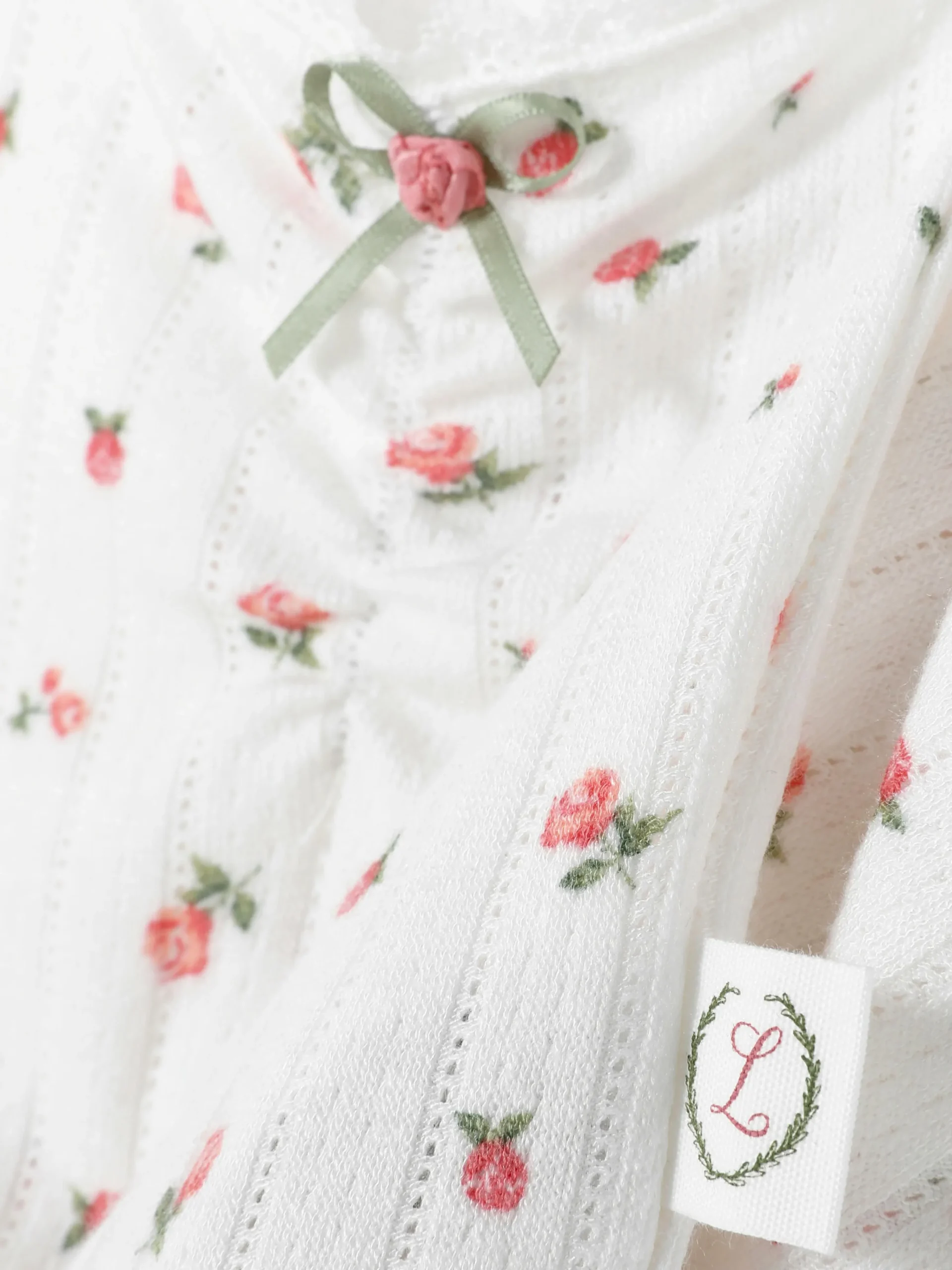 Hot Pointelle-Schlafanzug-Tanktop Mit Rosenmuster Damen Schlafanzugoberteile