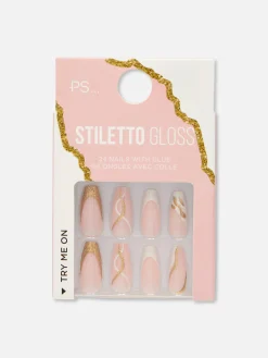 Online PS… Glänzende Stiletto-Kunstnägel Mit Wirbelmuster Kunstnägel