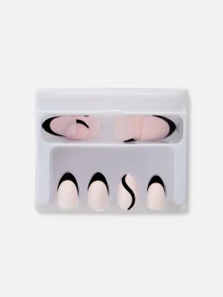 Discount PS… Mandelförmige, Glänzende Kunstnägel Mit Kontrastfarbener Spitze Kunstnägel