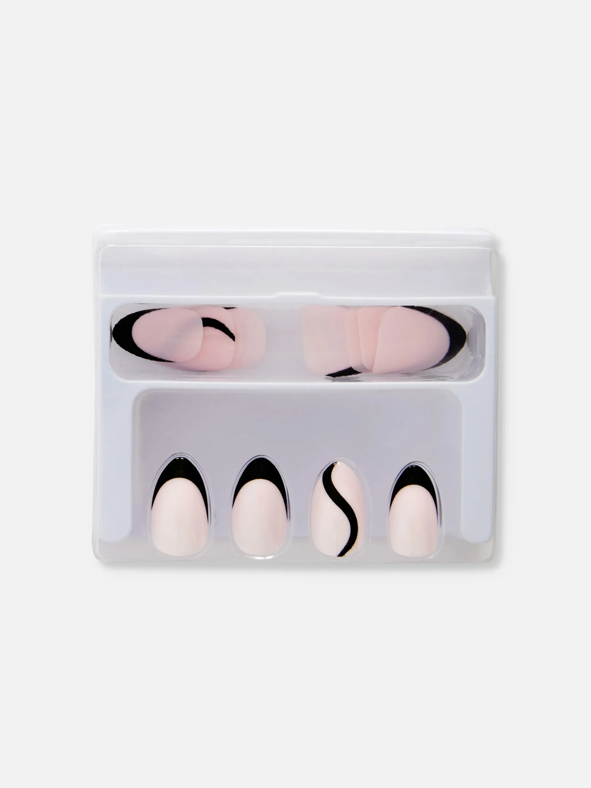 Discount PS… Mandelförmige, Glänzende Kunstnägel Mit Kontrastfarbener Spitze Kunstnägel