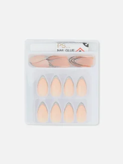 Outlet PS… Spitze, Glänzende Kunstnägel Mit Glitzer-Spitze Kunstnägel