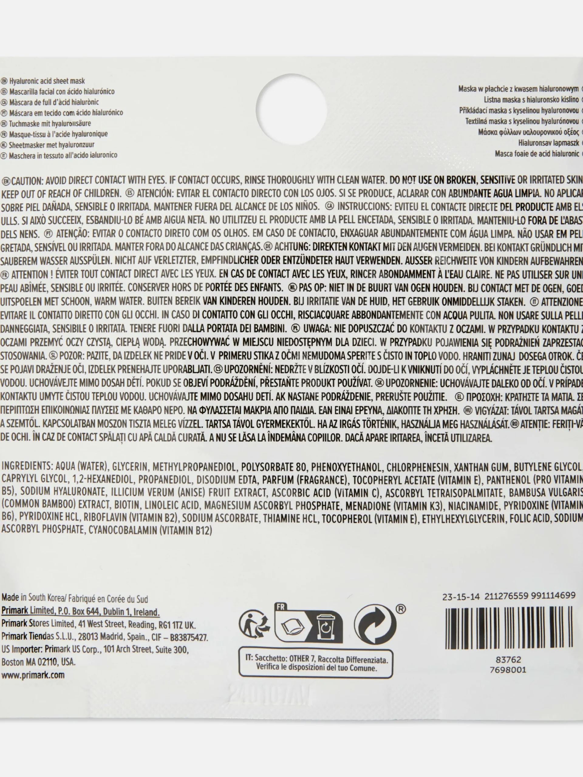 Sale PS… Tuchmaske Mit Hyaluronsäure Gesichtsmasken