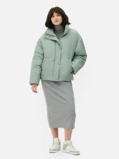 Hot Pufferjacke Mit Trichterkragen Damen Jacken Und Mäntel