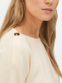 Clearance Pullover Mit Schulterknöpfen Und U-Boot-Ausschnitt Damen Pullover Und Cardigans