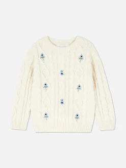 Hot Pullover Mit Zopfmuster Und Blumenstickerei Kinder Pullover Und Cardigans