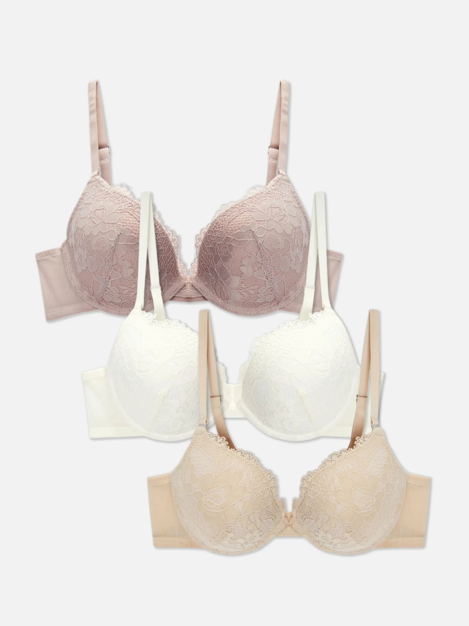 Sale Push-up-BHs Mit Spitzenbesatz, 3er-Pack Damen Bhs