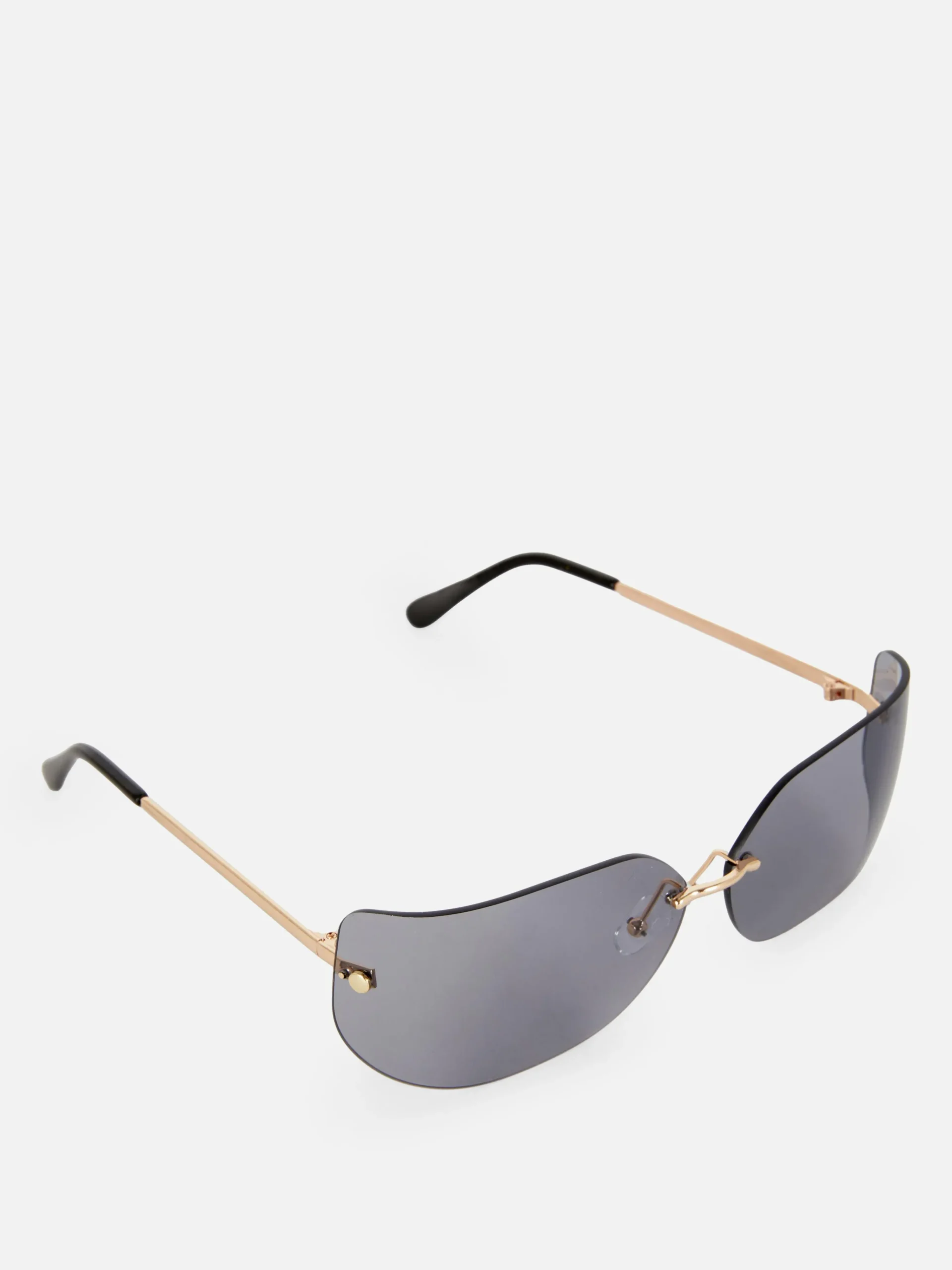 New Randlose, Gebogene „Rita Ora“ Sonnenbrille Damen Sonnenbrillen