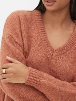 Discount Regular-Fit-Pullover Mit V-Ausschnitt Damen Pullover Und Cardigans