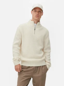 Discount Rippenstrick-Pullover Mit Reißverschluss Herren Pullover Und Cardigans