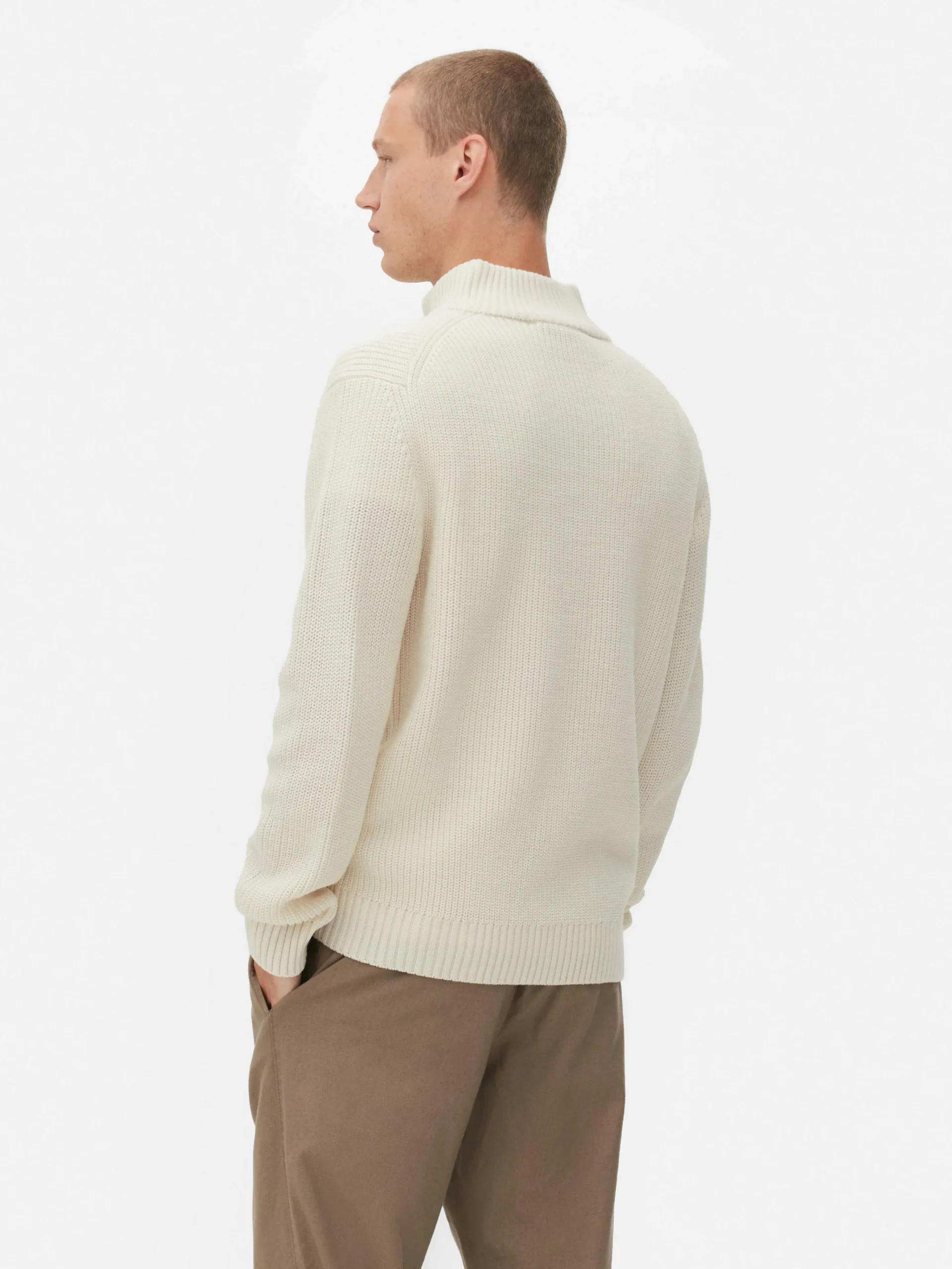 Discount Rippenstrick-Pullover Mit Reißverschluss Herren Pullover Und Cardigans